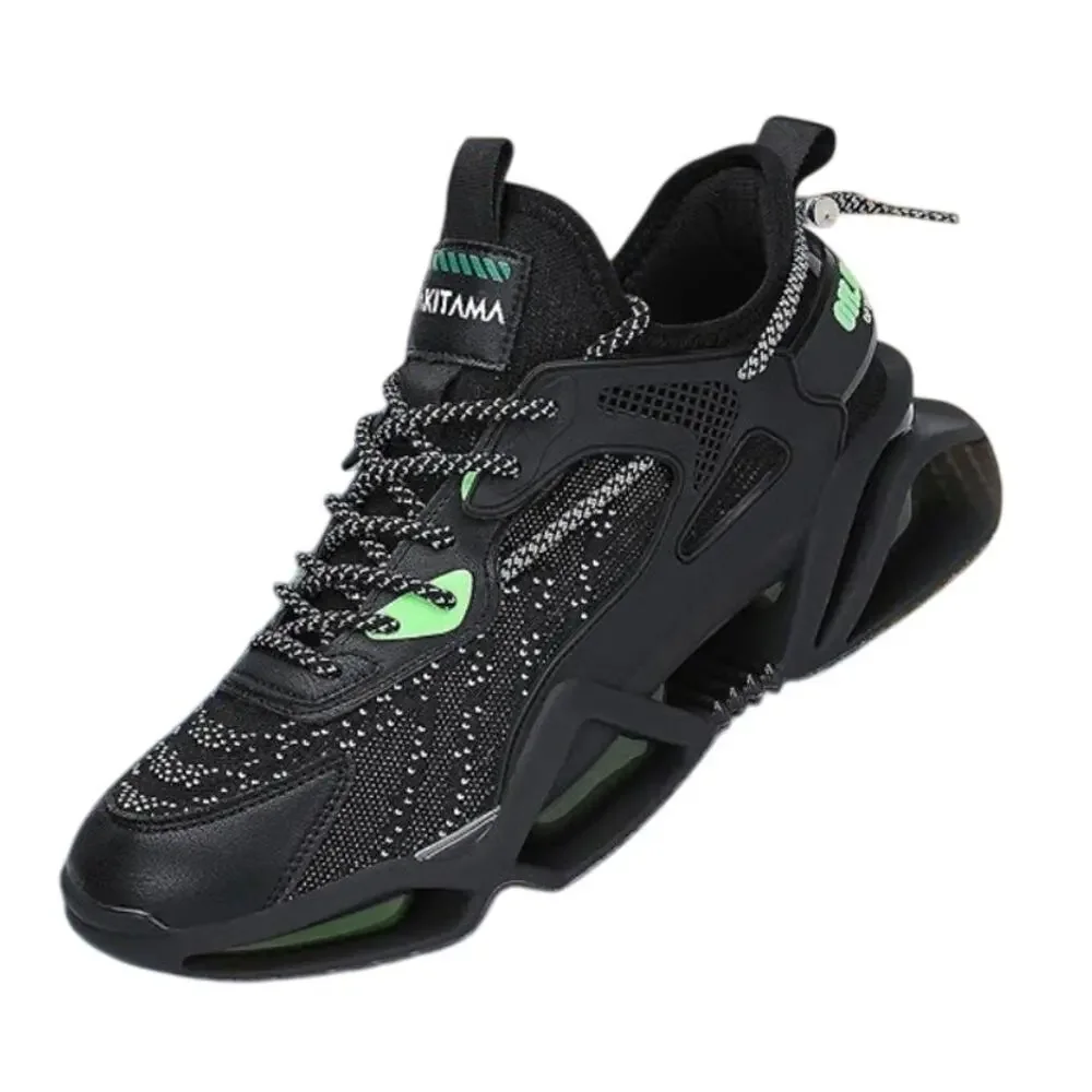 SAKITAMA Men’s 6 Black Green Sport Running Non Slip Casual Athletic Blade Shoes